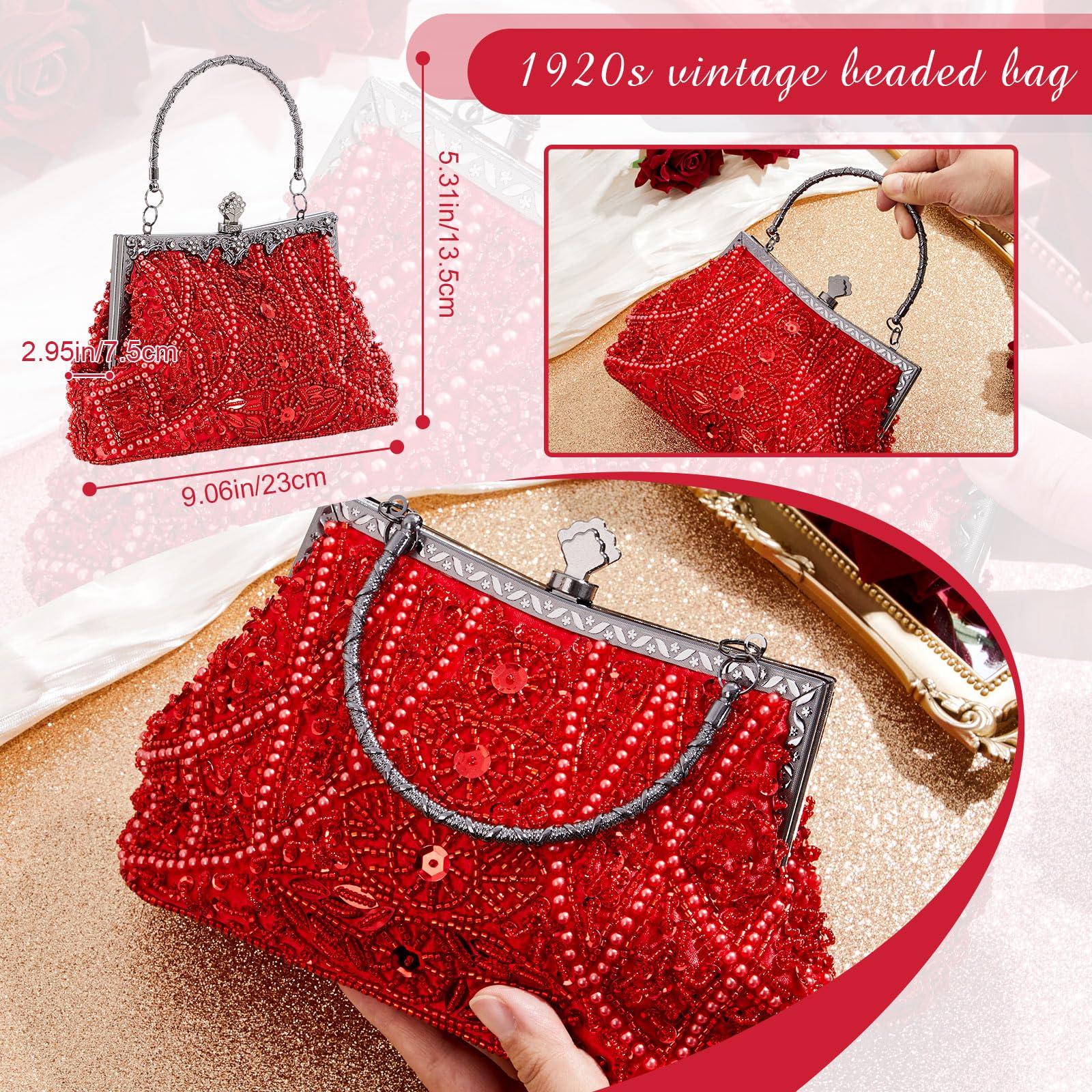 Amylove Vintage Beaded Clutch
