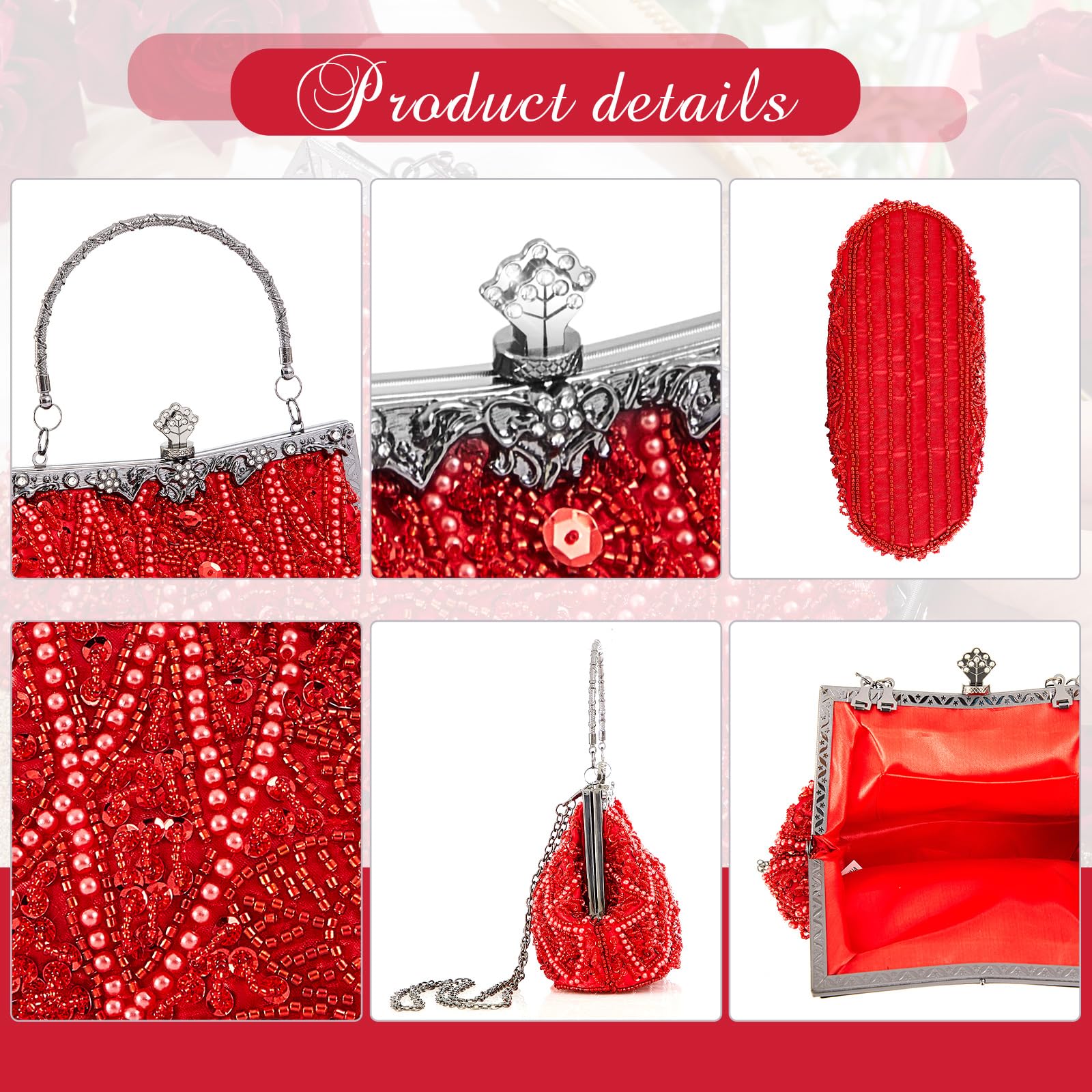Amylove Vintage Beaded Clutch