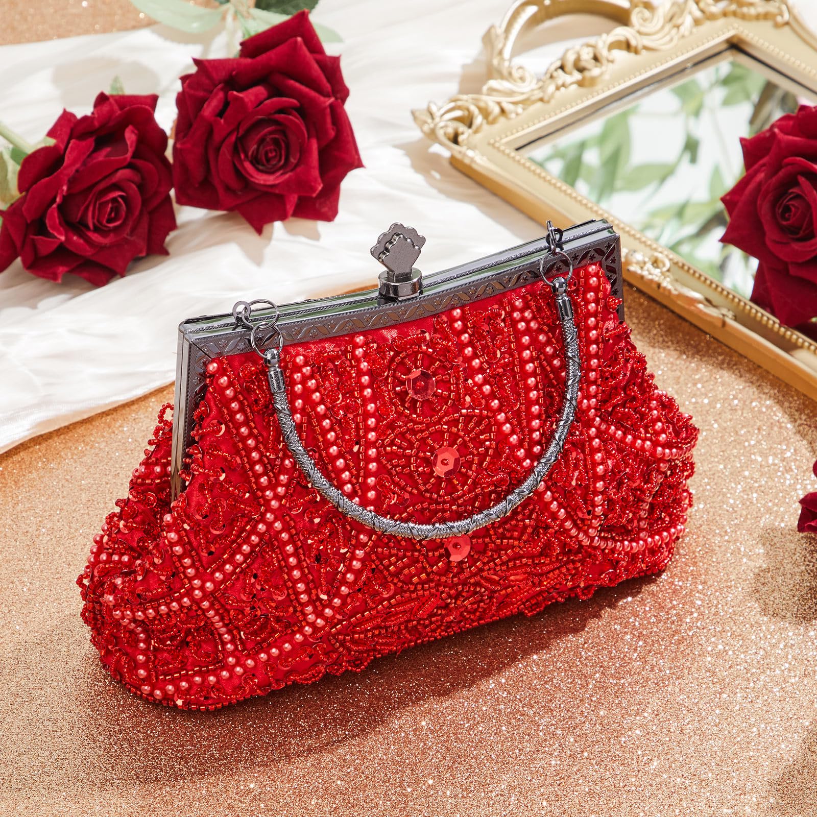 Amylove Vintage Beaded Clutch