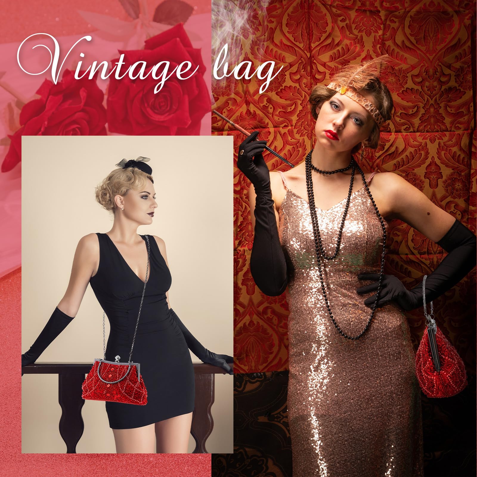 Amylove Vintage Beaded Clutch