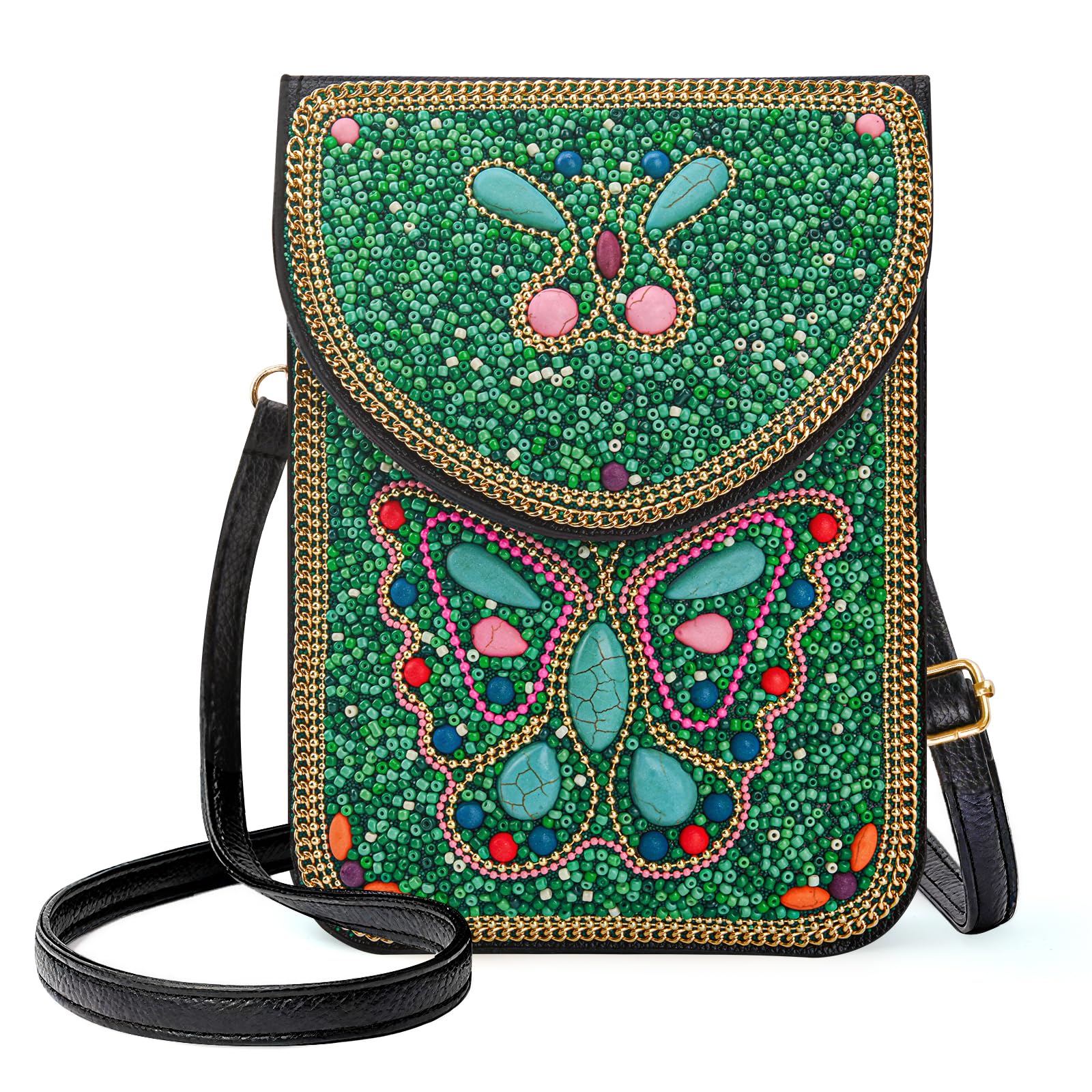 Ayuoejik Women's Small Beaded Crossbody Bag