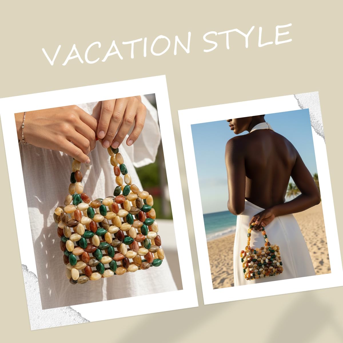 Boho Colorful Acrylic Beaded Tote Bag