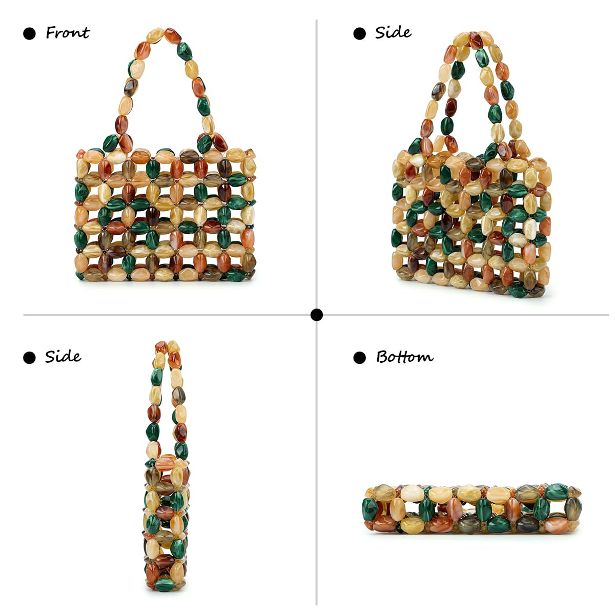 Boho Colorful Acrylic Beaded Tote Bag