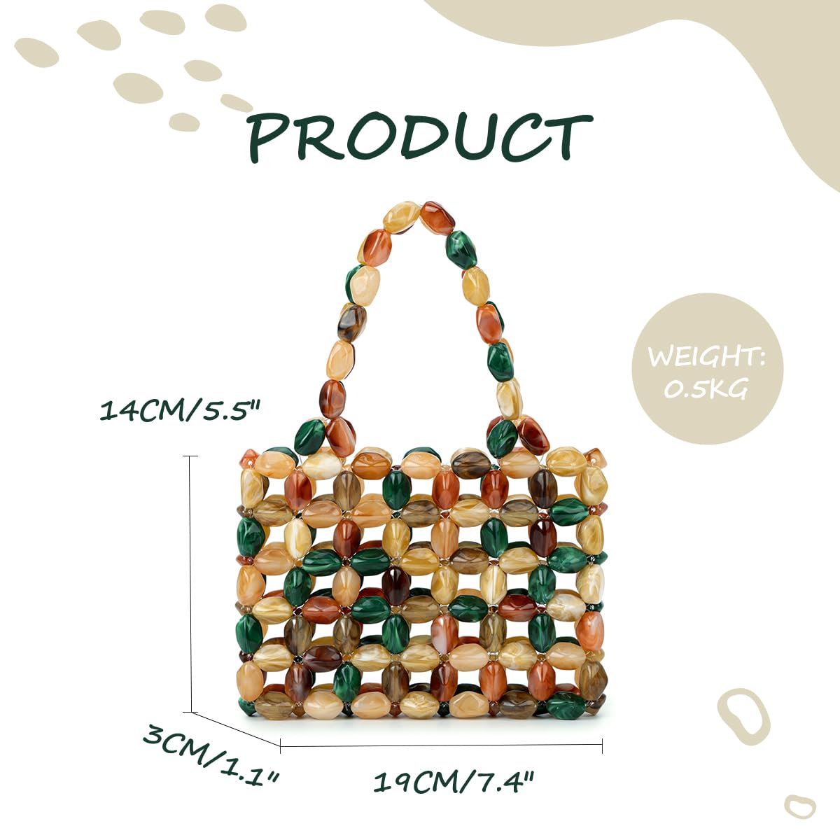 Boho Colorful Acrylic Beaded Tote Bag
