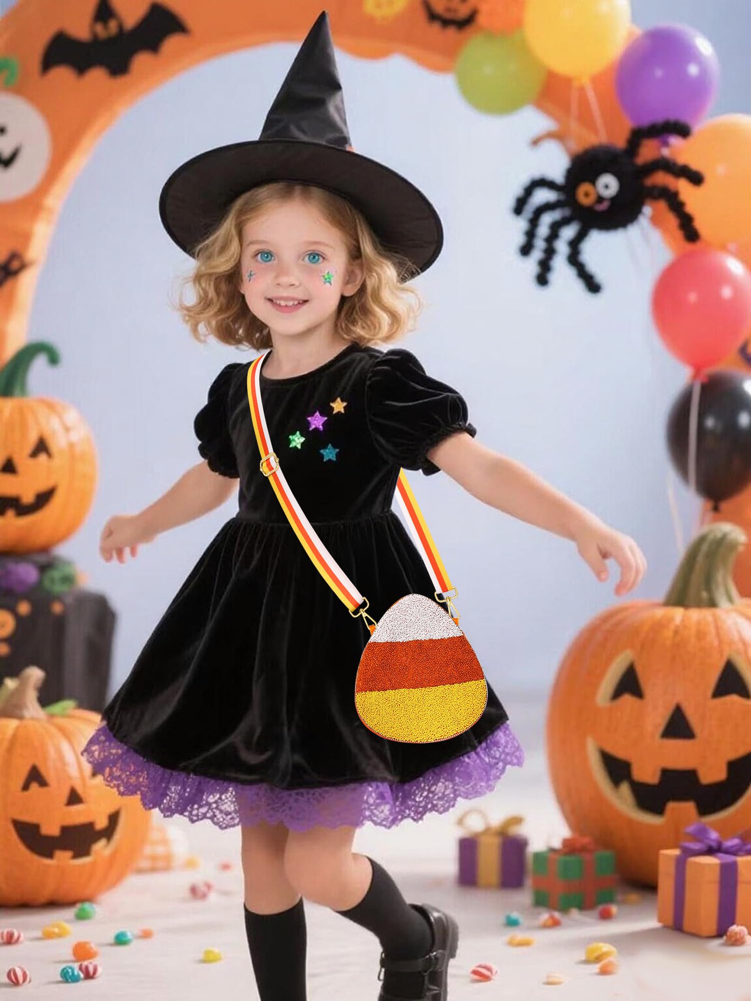 Halloween Women's Beaded Pumpkin, Boo Ghost, Candy Corn Crossbody Shoulder Purse