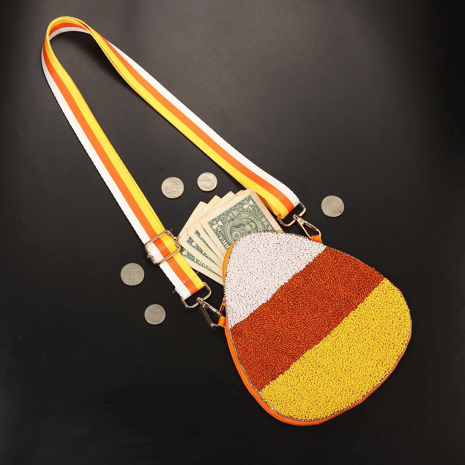 Halloween Women's Beaded Pumpkin, Boo Ghost, Candy Corn Crossbody Shoulder Purse