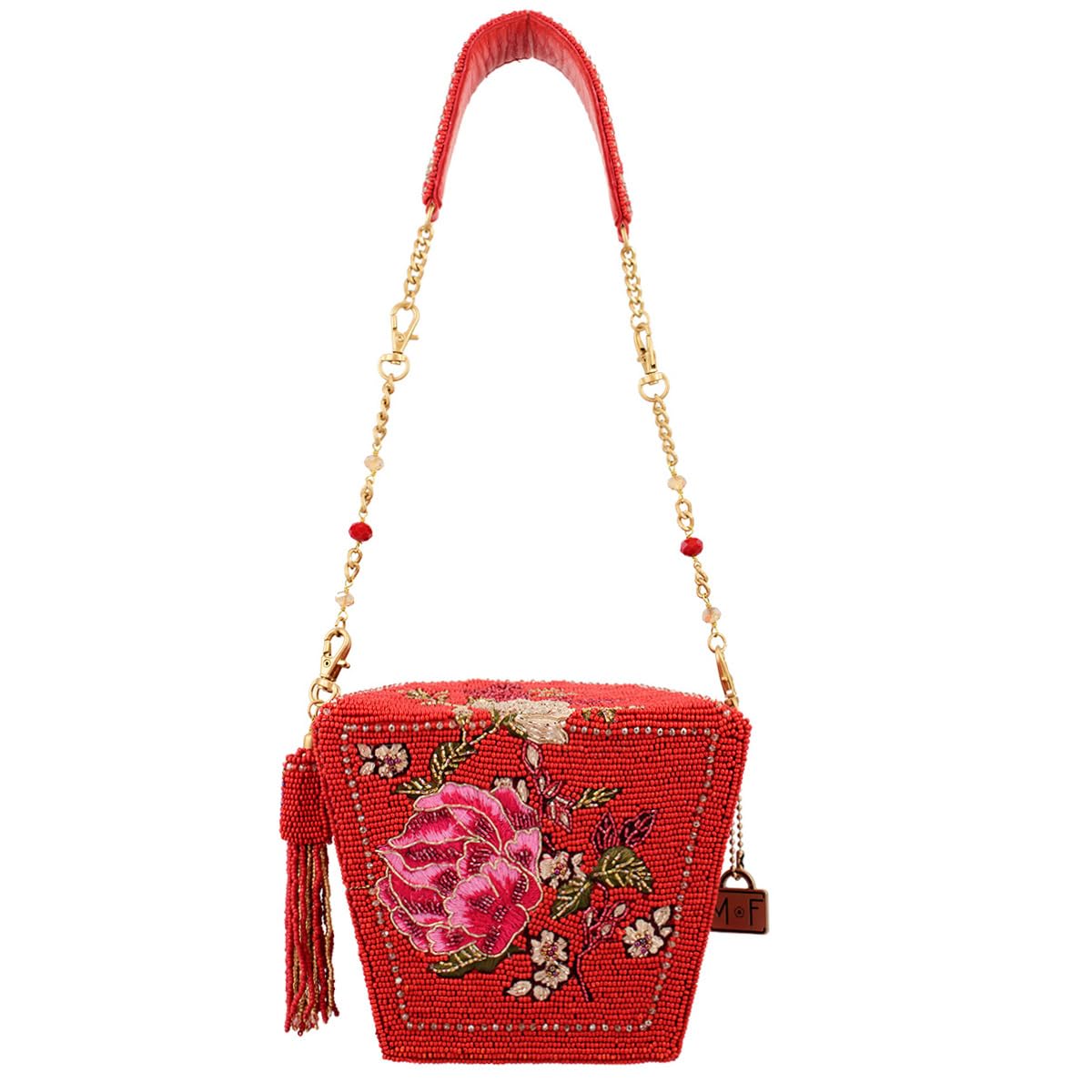 Mary Frances Scarlet Bloom Shoulder Handbag