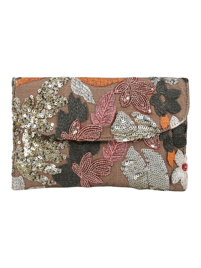 Verdusa Women's Floral Embroidery Sequin Beaded Evening Clutch Bags Party Purses