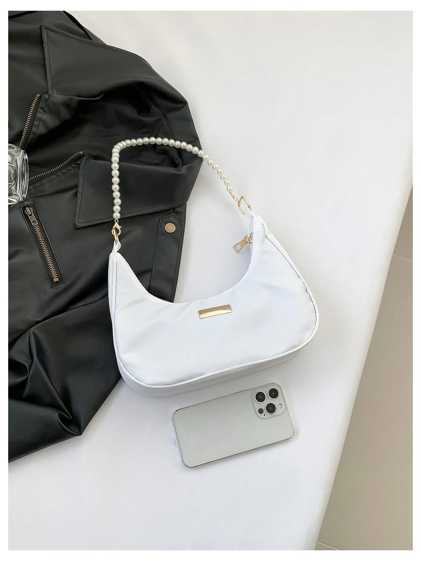 Verdusa Women's Pearl Top Handle Floral Hobo Shoulder Handbag