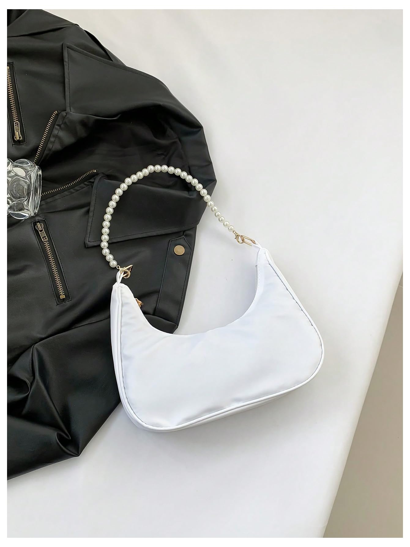 Verdusa Women's Pearl Top Handle Floral Hobo Shoulder Handbag