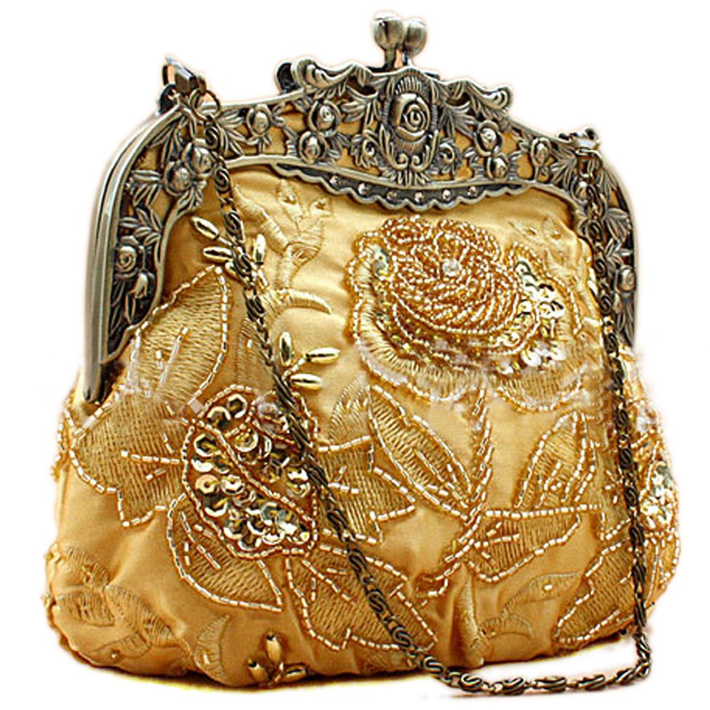 Belsen Women's Vintage Beaded Sequin Flower Evening Handbags