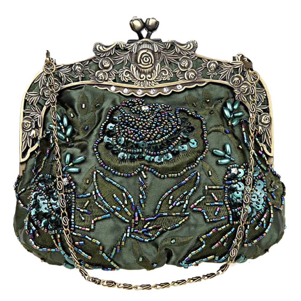 Belsen Women's Vintage Beaded Sequin Flower Evening Handbags