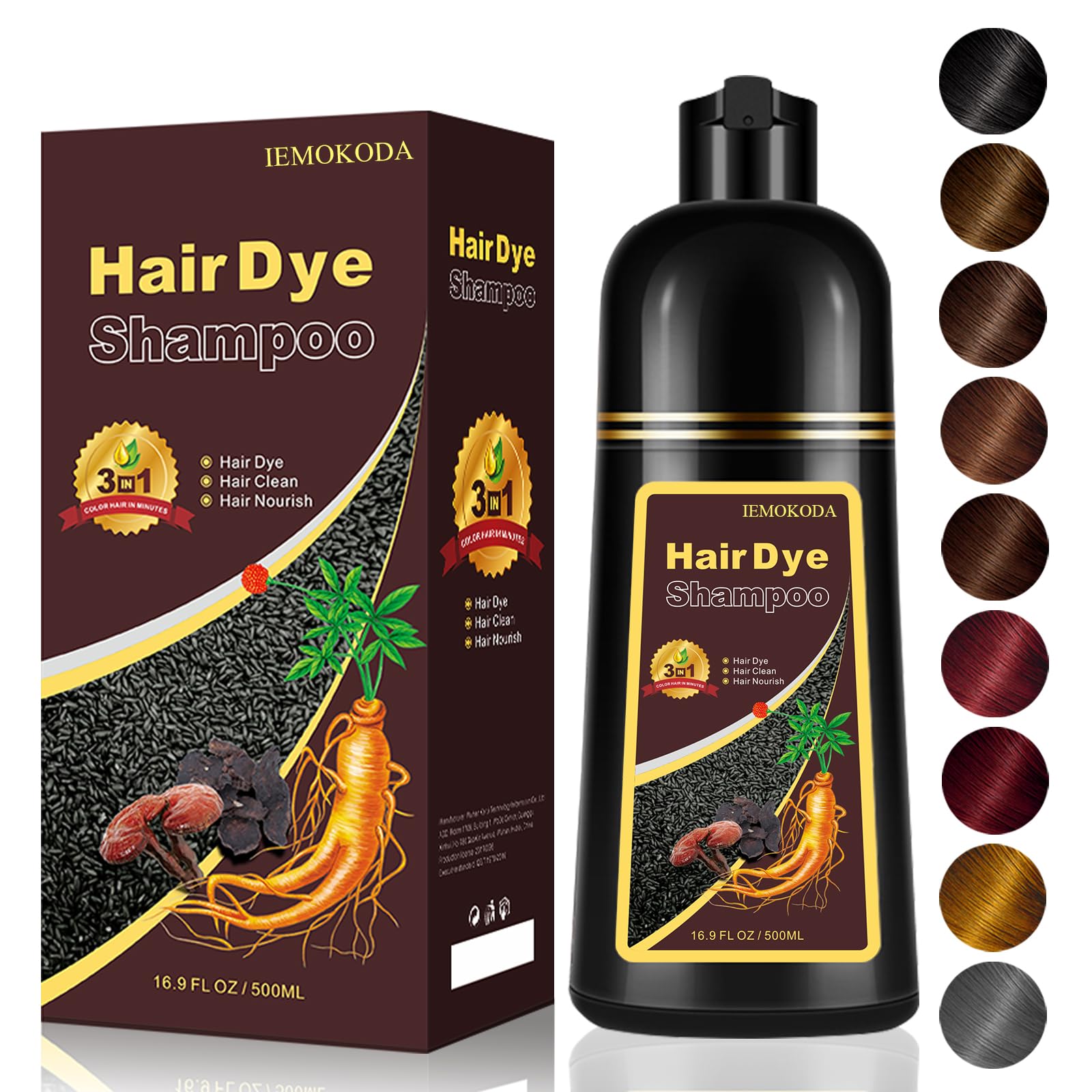 Chestnut Brown 3-in-1 Hair Dye Shampoo