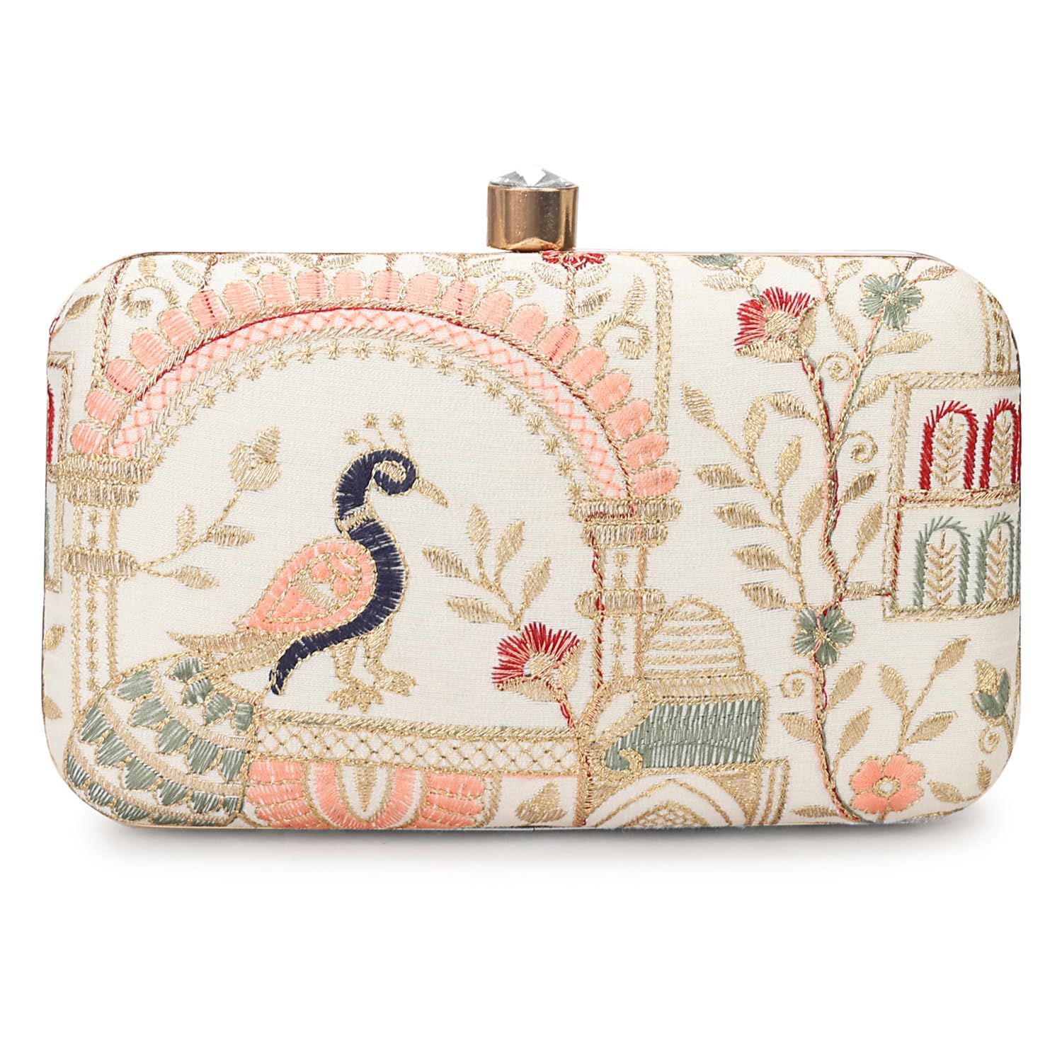 Handcrafted Designer Box Clutch - Zari Embroidery