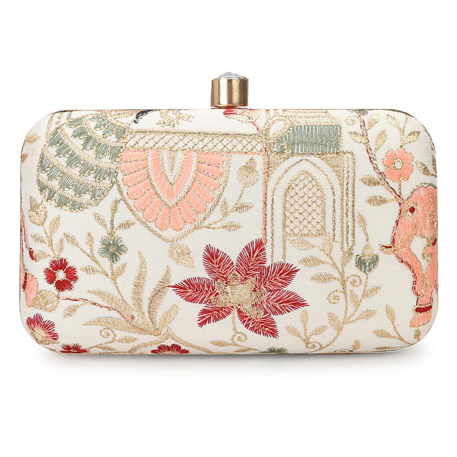 Handcrafted Designer Box Clutch - Zari Embroidery