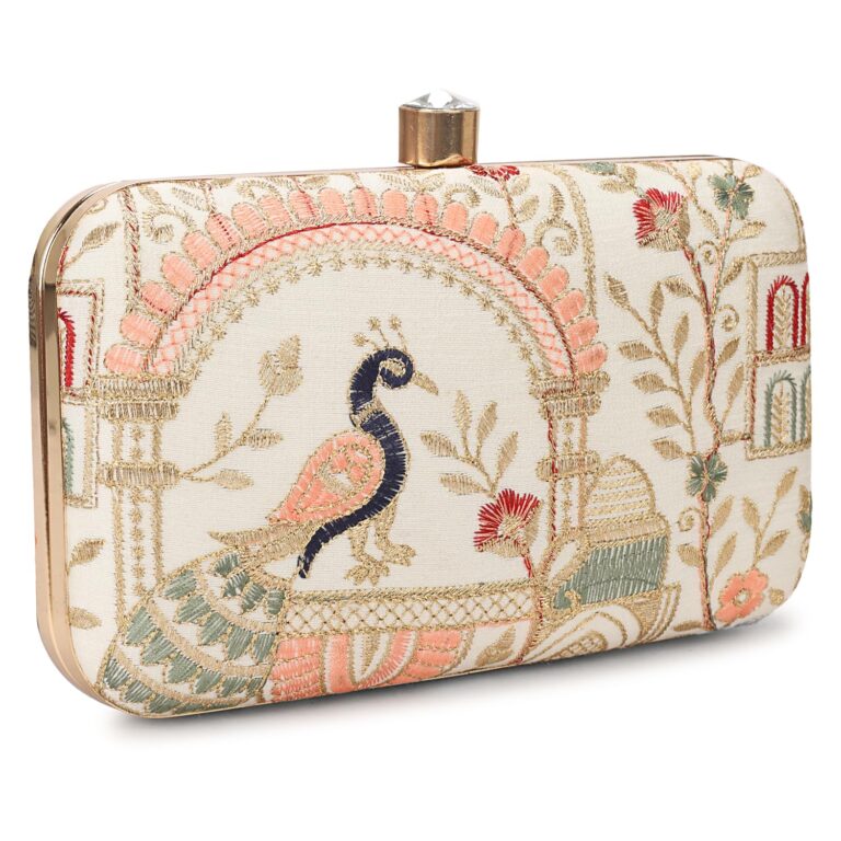 Handcrafted Designer Box Clutch - Zari Embroidery