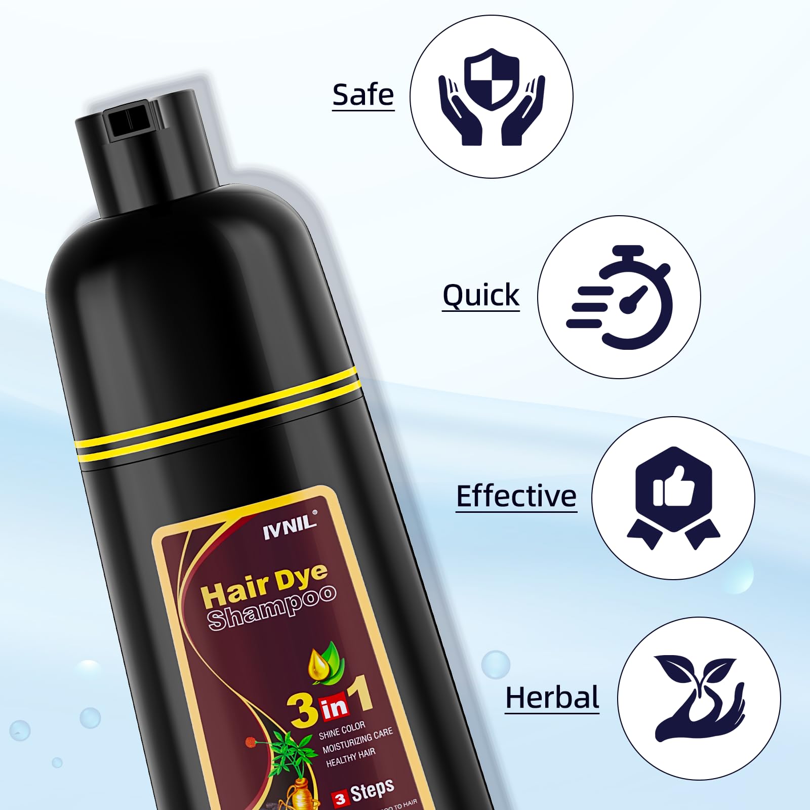 Ivnil Dark Brown 3-in-1 Hair Dye Shampoo