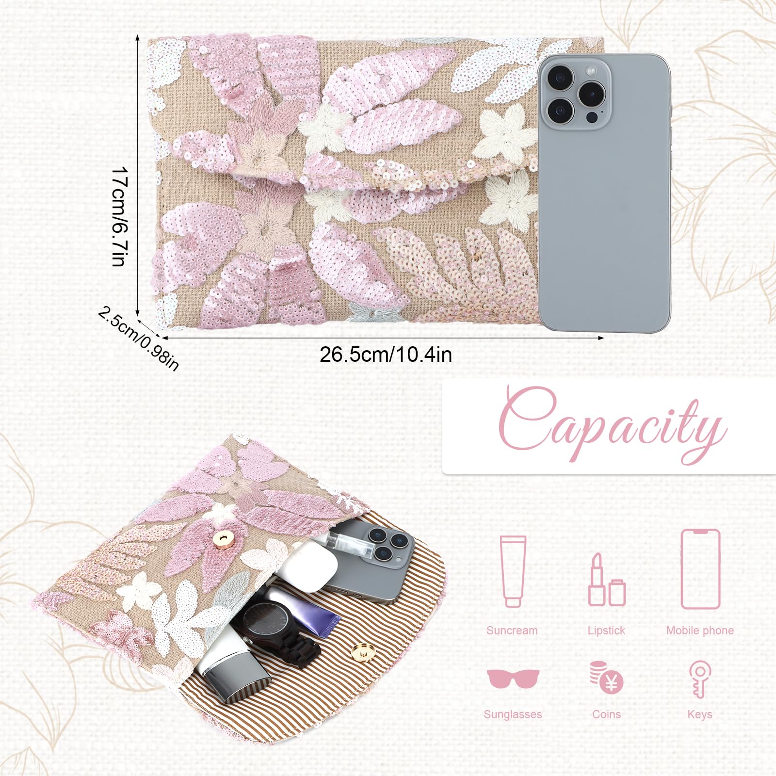 Oweisong Floral Clutch Purses