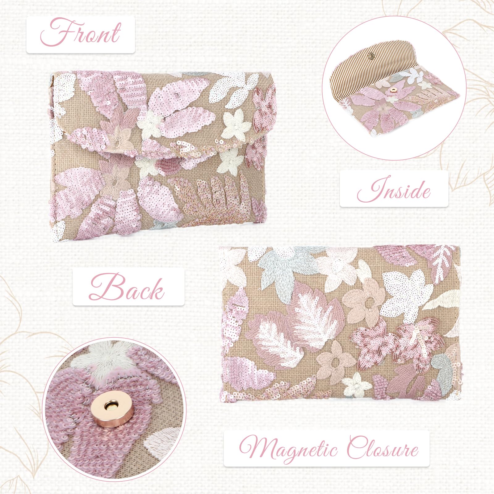 Oweisong Floral Clutch Purses