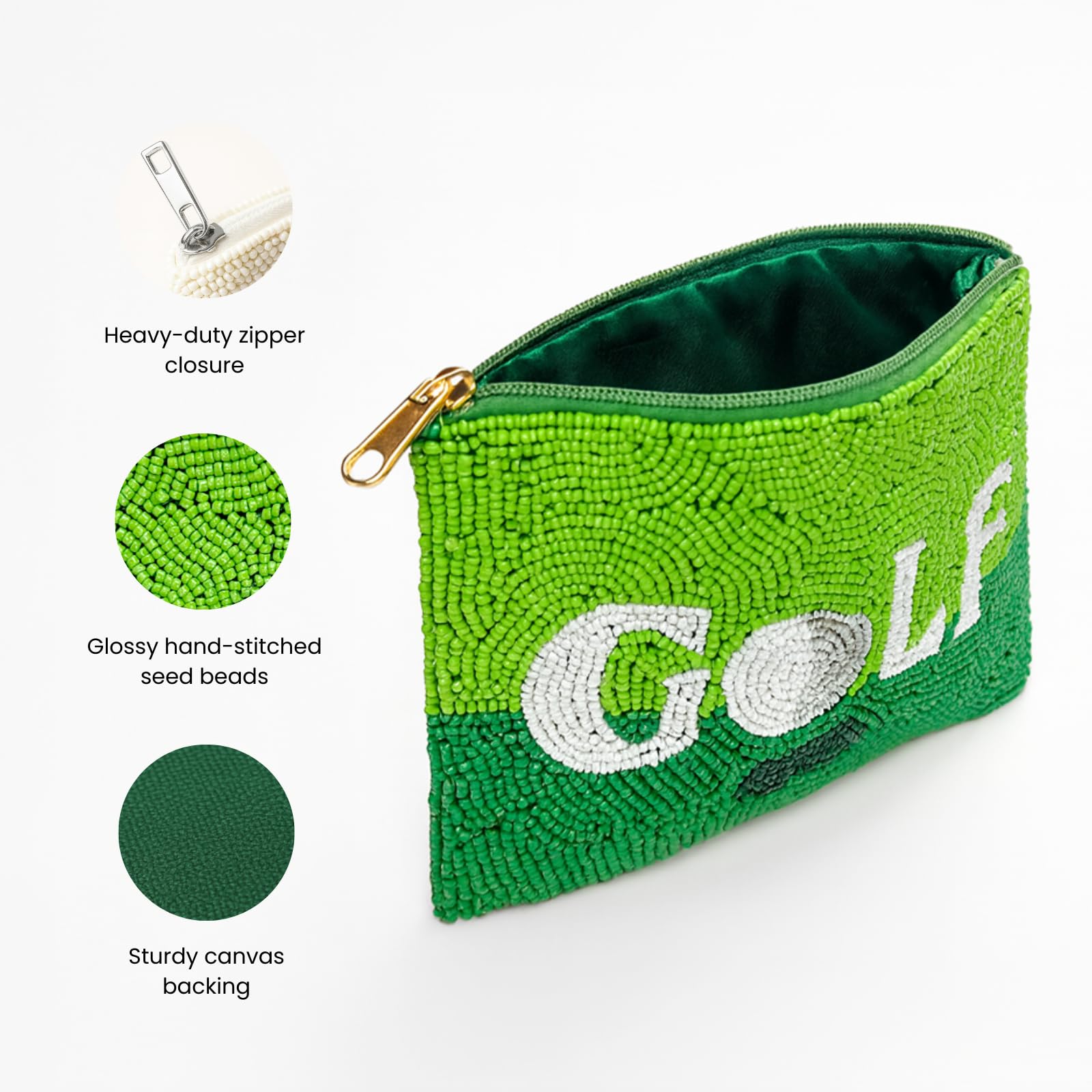 Pretty Robes Green Golf Beaded Coin Purse