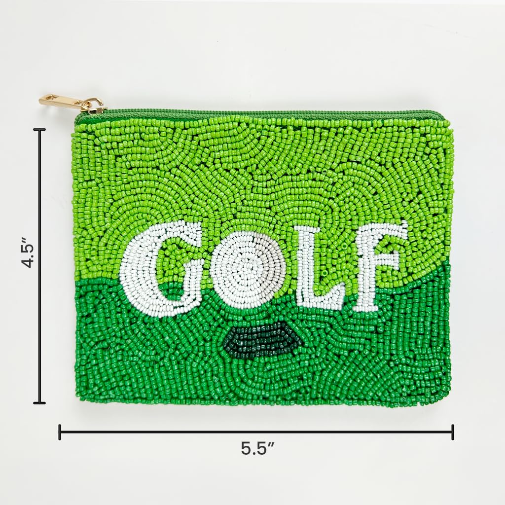 Pretty Robes Green Golf Beaded Coin Purse