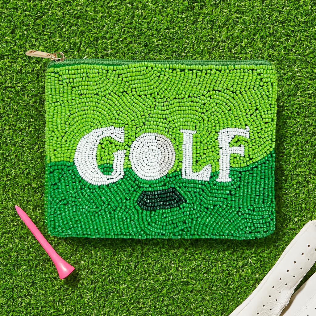 Pretty Robes Green Golf Beaded Coin Purse