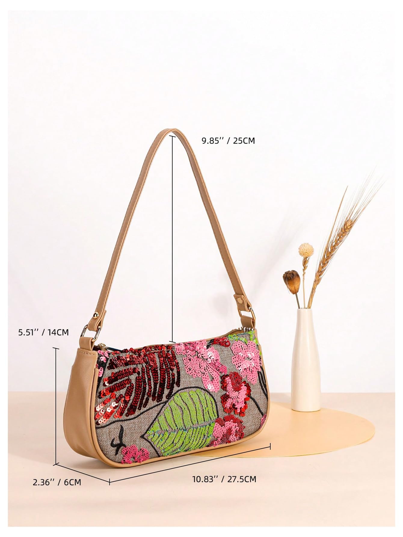 Verdusa Women's Beaded Floral Square Sequin Handbag